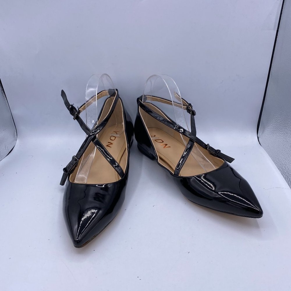 YDN Pointed Toe Cross Strap Low Heel Pump